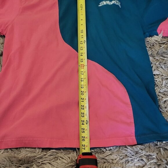 Vintage Le Tigre Collection T Shirt Mens XL Teal Pink Wave Short Sleeve Big Logo - Picture 8 of 10